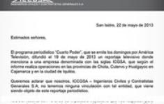 ICCGSA’s explanatory letter about the report broadcast by “Cuarto Poder”